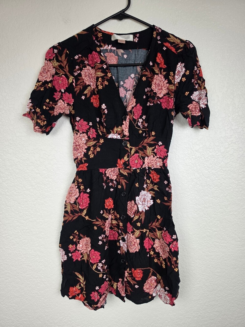 Band of Gypsies Black Floral Mini Dress Small